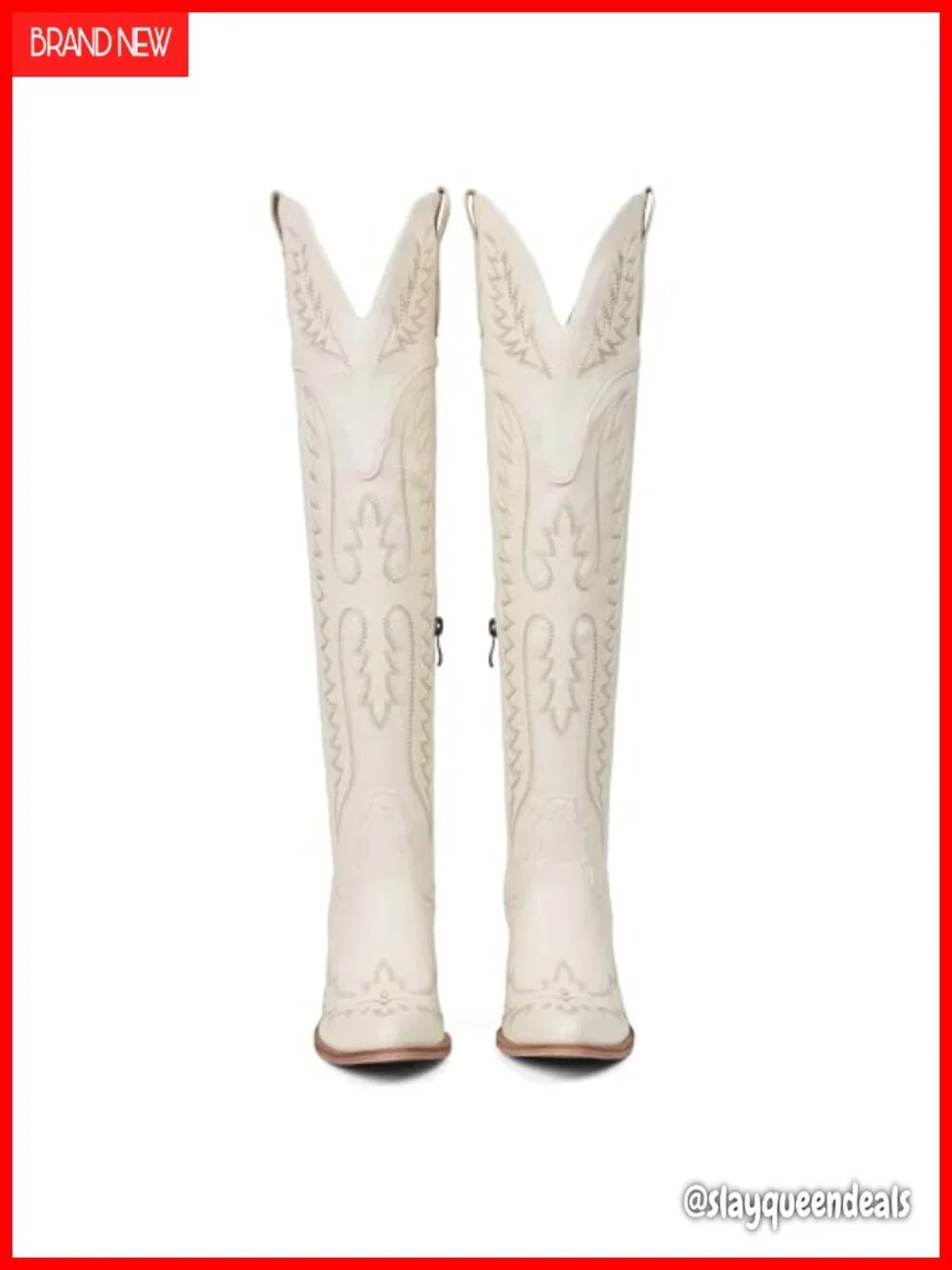 Over The Knee Western Cowboy Boots Pointed Toe Block Heel Embroidered